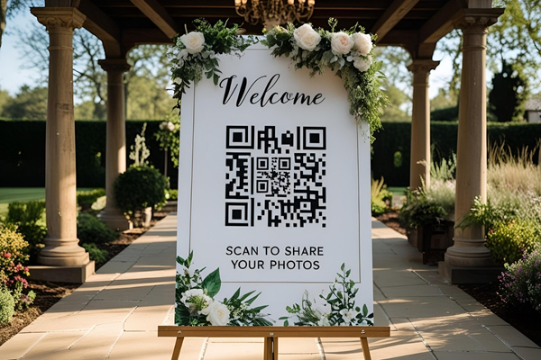 Entrance signage with QR code example
